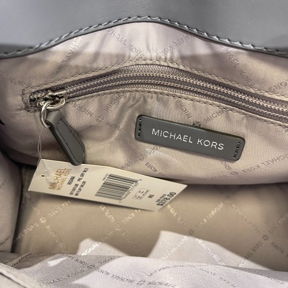 Michael Kors Regina Medium Flap Shoulder Crossbody Bag MK Pear Grey White